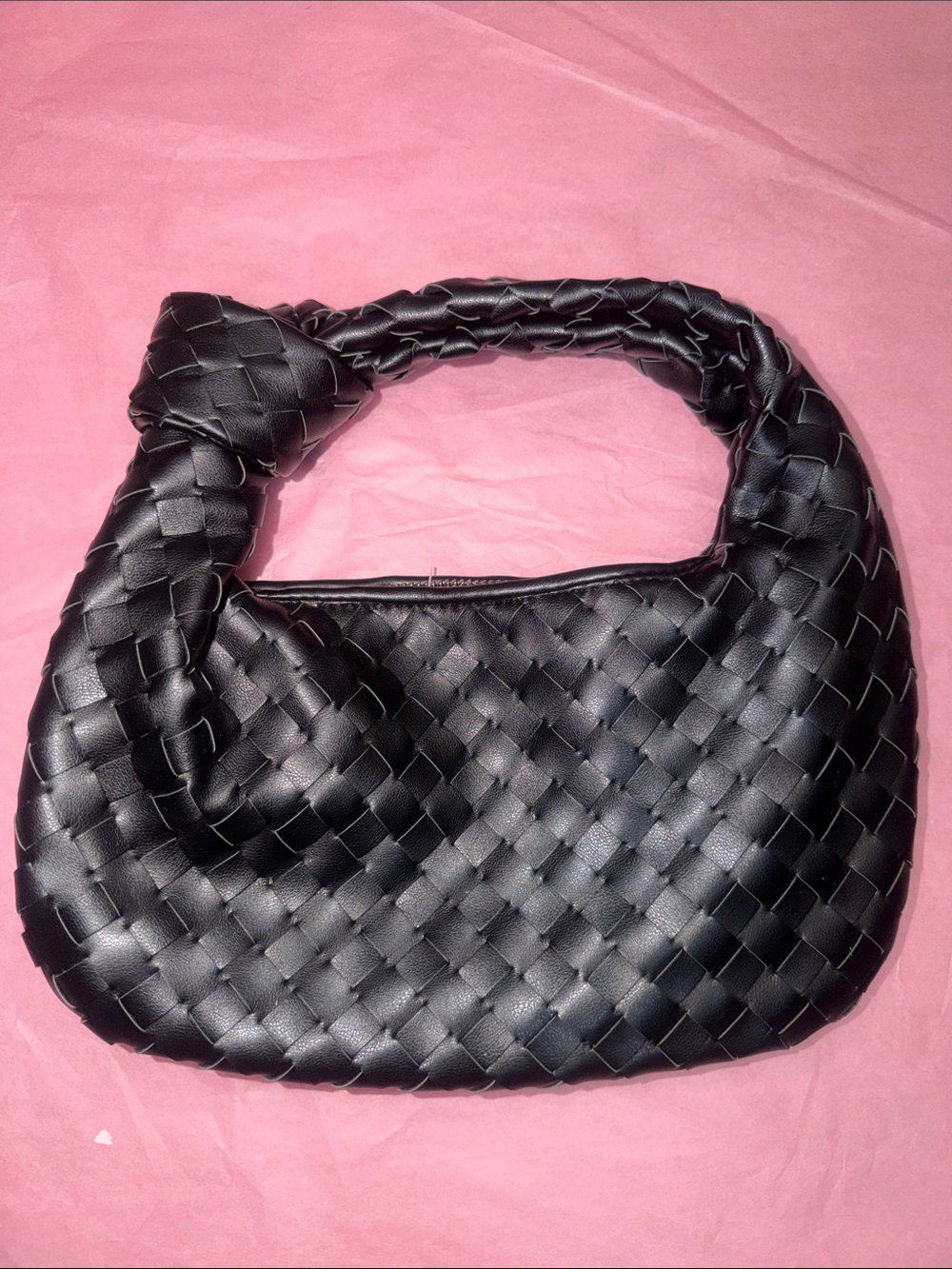 Woven Shoulder Bag in Black